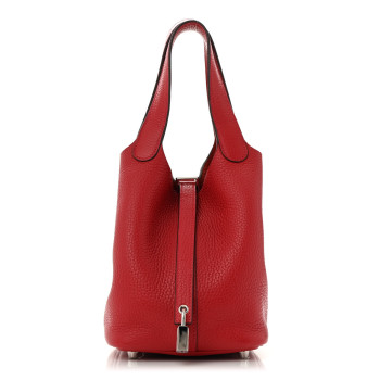 HERMES Taurillon Clemence Picotin Lock 18 PM Rouge Casaque