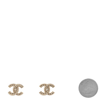 CHANEL Crystal CC Earrings Gold