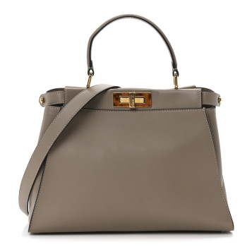 FENDI Vitello Seta Plexiglass Tortoise Medium Peekaboo Iconic Satchel Tortora