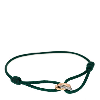 CARTIER 18k Pink Yellow White Gold Trinity Adjustable Cord Bracelet Green