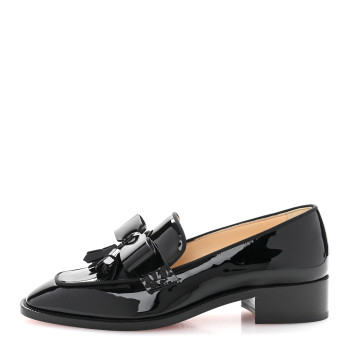 CHRISTIAN LOUBOUTIN Patent Carmela Loafers 36.5 Black