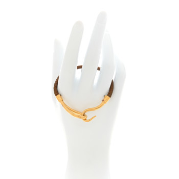 HERMES Natural Bridle Jumbo Hook Bracelet Brown