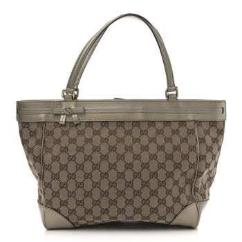 GUCCI Monogram Web Medium Mayfair Tote Gold