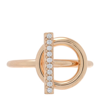 HERMES 18K Rose Gold Diamond PM Echappee Ring 52 6