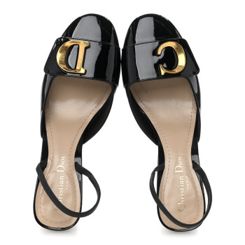 CHRISTIAN DIOR Patent C'est Dior Slingback Pumps 38 Black