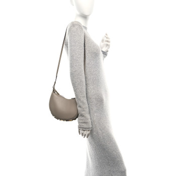 FENDI Vitello Grace Matte Mini Fendigraphy Hobo Bag Tortora