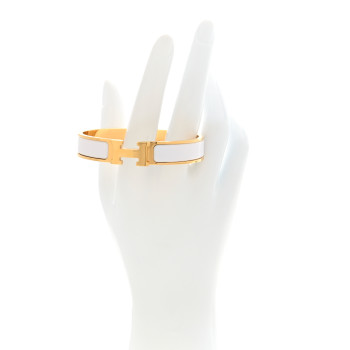 HERMES Enamel Narrow Clic Clac H Bracelet PM Craie