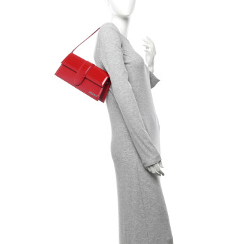 JACQUEMUS Glazed Calfskin Le Bambino Long Red