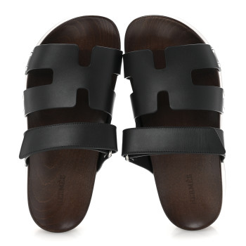 HERMES Calfskin Womens Kos Clog 38 Black
