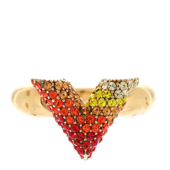 LOUIS VUITTON Crystal Essential V Strass Ring M 6.25 Multicolor Gold