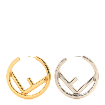 FENDI Metal FF Hoop Earrings Gold Silver