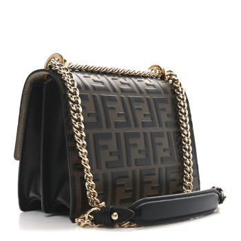 FENDI Vitello Liberty Bi-Color FF 1974 Embossed Small Kan U Shoulder Bag Maya Black