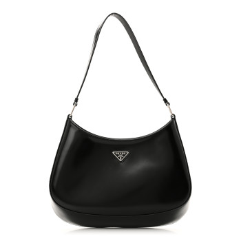PRADA Spazzolato Cleo Shoulder Bag Black