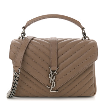 SAINT LAURENT Sheepskin Matelasse Chevron Monogram Medium College Bag Fard
