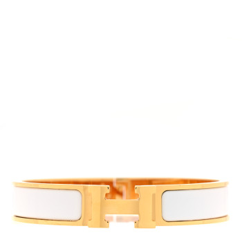 HERMES Enamel Narrow Clic Clac H Bracelet PM Craie