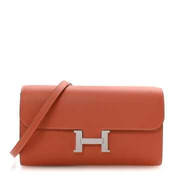 HERMES Evercolor Constance Long Wallet To Go Blush