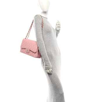 CHANEL Iridescent Caviar Quilted Jumbo Double Flap Rose Pink