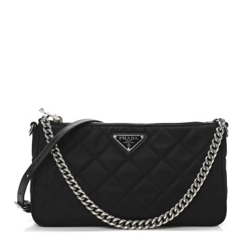 PRADA Nylon Tessuto Impuntu Quilted Crossbody Bag Black