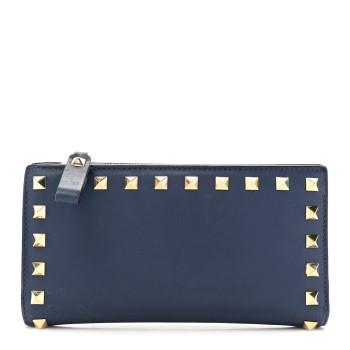 VALENTINO GARAVANI Calfskin Rockstud Continental Wallet Baltique