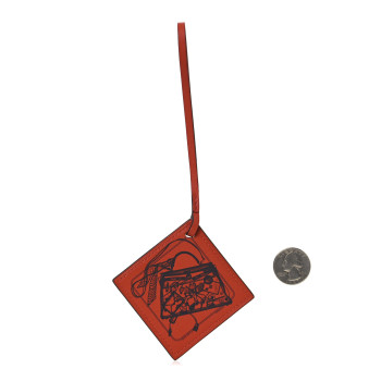 HERMES Swift Please Check in Carre Nano Bag Charm Terre Battue