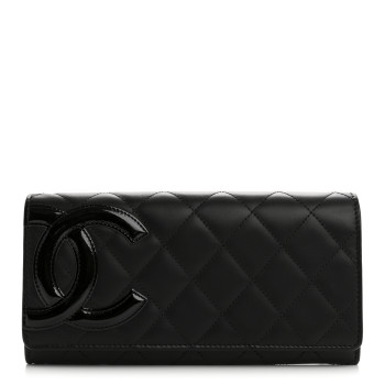 CHANEL Calfskin Quilted Cambon Gusset Flap Wallet Black