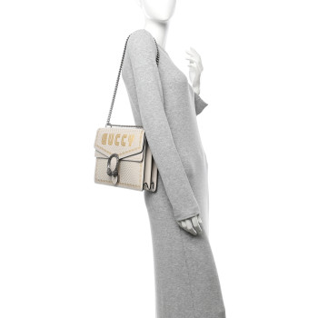 GUCCI X SEGA Calfskin GUCCY Stars Medium Dionysus Shoulder Bag Mystic White Gold