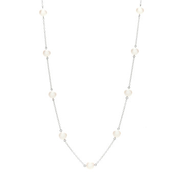 MIKIMOTO 18K White Gold Akoya Cultured Pearl 6.5mm Station Necklace