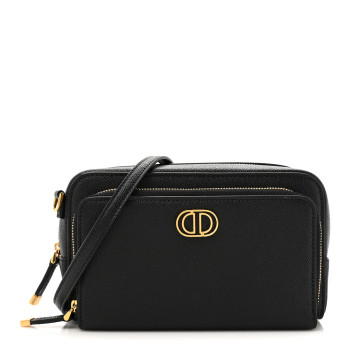 CHRISTIAN DIOR Grained Calfskin Caro Double Pouch Black
