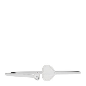 CHOPARD 18K White Gold Diamond Mother of Pearl Happy Hearts Bangle Bracelet