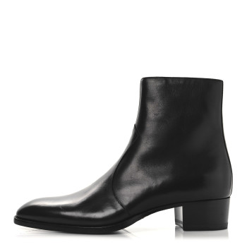 SAINT LAURENT Calfskin Mens Wyatt 40 Zip Boots 42 Black