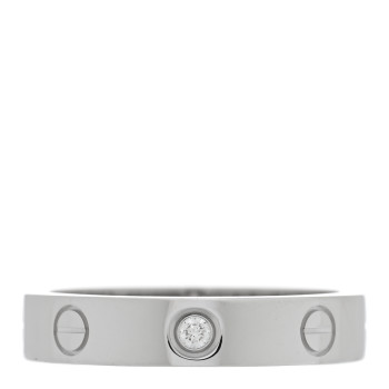 CARTIER 18K White Gold Diamond 4mm LOVE Wedding Band Ring 54 7