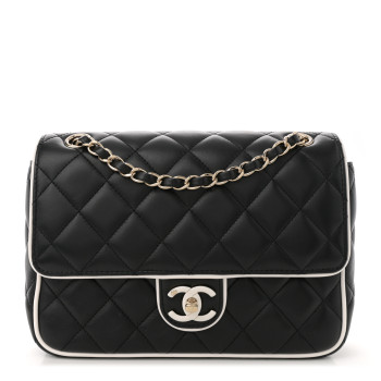 CHANEL Lambskin Quilted Resin CC Flap Bag White Black