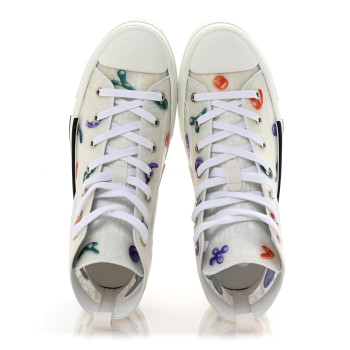 CHRISTIAN DIOR X KENNY SCHARF Technical Canvas Oblique Patch Mens B23 High Top Sneakers  42 White Blue