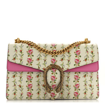 GUCCI Calfskin Floral Print Small Dionysus Bag Ivory Pink