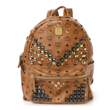 MCM Visetos Studded Medium Stark M Backpack Cognac