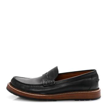 LOUIS VUITTON Calfskin Mens Loafers 9.5 Black