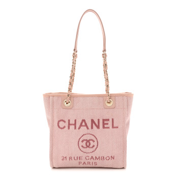 CHANEL Mixed Fibers Calfskin Mini Deauville Tote Rose Pink