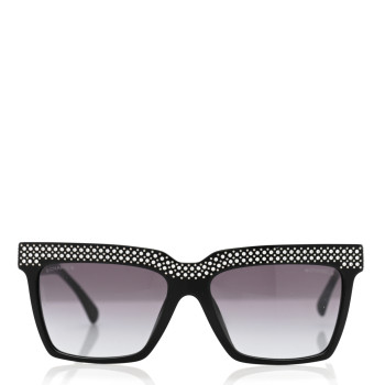 CHANEL Acetate Strass Rectangle Sunglasses 71539A Black
