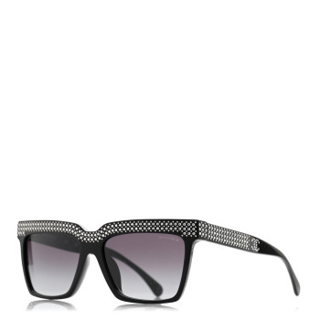 CHANEL Acetate Strass Rectangle Sunglasses 71539A Black