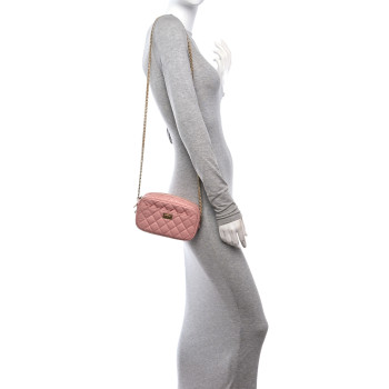CHANEL Aged Calfskin Quilted Mini Reissue Camera Case Pink