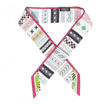 HERMES Silk Colliers De Chiens Twilly Rose Vif Vert D Eau Rose
