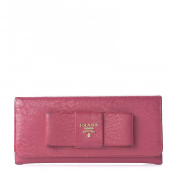 PRADA Saffiano Bow Continental Wallet Peonia