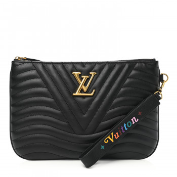 LOUIS VUITTON Calfskin New Wave Zipped Pochette Black 1051235 ...