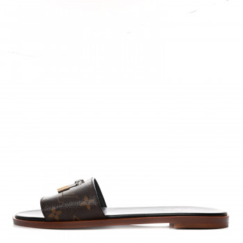 LOUIS VUITTON Monogram Lock It Flat Mules 40 Brown 895420 ...