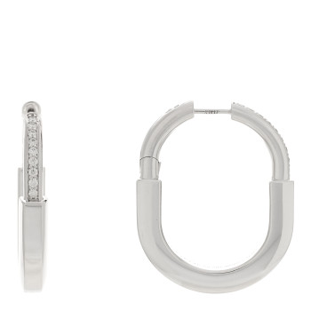 TIFFANY 18K White Gold Diamond Medium Lock Earrings