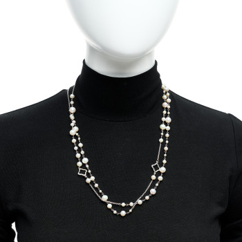DAVID YURMAN Sterling Silver Pearl 7.5mm Quatrefoil Long Chain Necklace