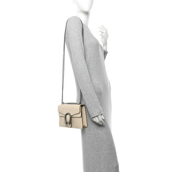 GUCCI Textured Calfskin Crystal Mini Dionysus Shoulder Bag Mystic White
