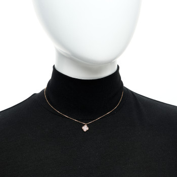 VAN CLEEF & ARPELS 18K Rose Gold Carnelian Sweet Alhambra Pendant Necklace