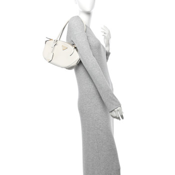PRADA City Calfskin Small Triangle Shoulder Bag White