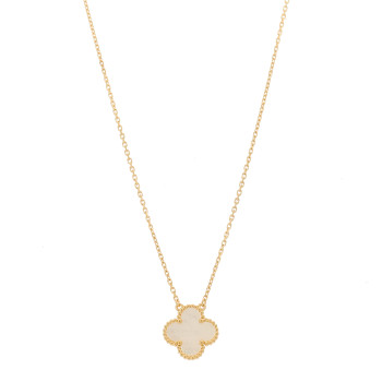 VAN CLEEF & ARPELS 18K Yellow Gold Mother of Pearl Vintage Alhambra Pendant Necklace